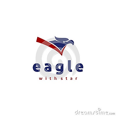 Simple eagle head with star in eye logo design Vector Illustration