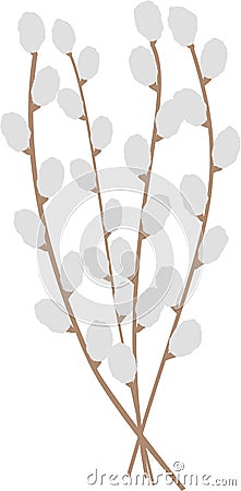 simple easter catkin willow spring branches bouquet cartoon vector Vector Illustration