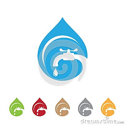 Simple eco plumbing company logo concept shaped air droplets Vector Illustration