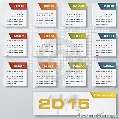 Simple editable vector calendar 2015 Vector Illustration