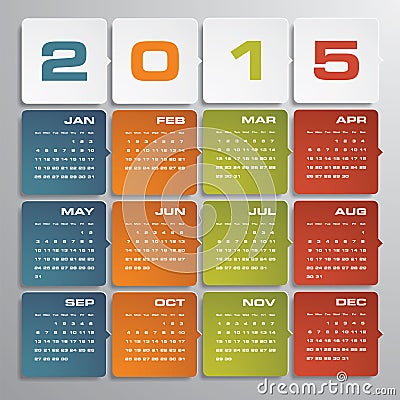 Simple editable vector calendar 2015 Vector Illustration