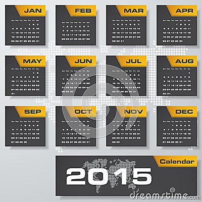 Simple editable vector calendar 2015 Vector Illustration