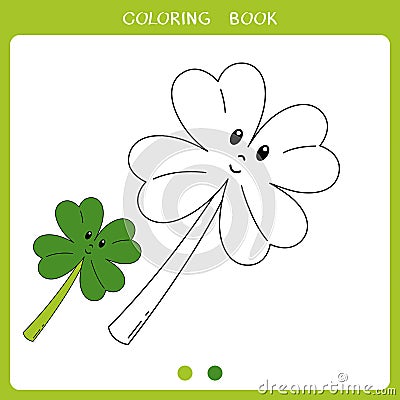 Cute clover leaf for coloring book Vector Illustration
