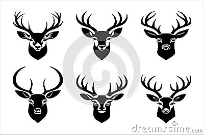 A simple and elegant design of a deer icon featuring graceful antlers. Stock Photo