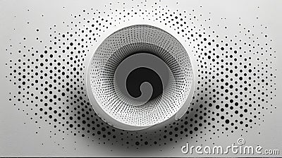 A simple and elegant design featuring a white quotation mark centered within a field of black dots. Generative AI Stock Photo