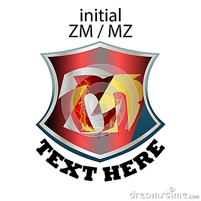 Simple Elegant Initial Letter Type ZM or MZ Vector Illustration