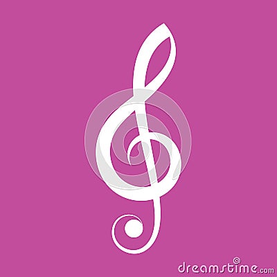 Simple elegant white vector treble clef icon Vector Illustration