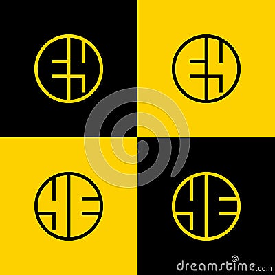 Simple EY and YE Letter Circle Logo Set, suitable for business with EY and YE initial Vector Illustration