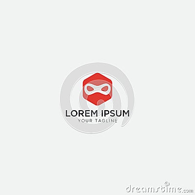 Simple eye and head ninja hexagonal logo Vector Illustration