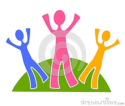 Simple Family Group Clip Art 2 Cartoon Illustration