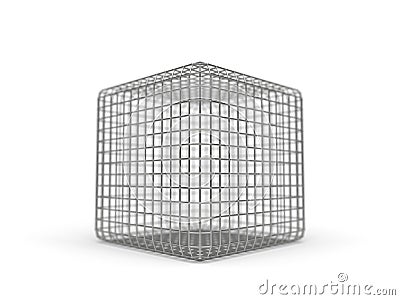Simple faraday cage design made of iron. 3d illustration Cartoon Illustration