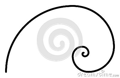 Simple Fibonacci spiral without auxiliary geometry. Simple thick black line Vector Illustration