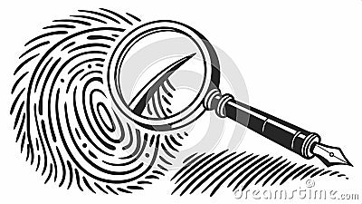 Simple fingerprint with magnifier, basic identification and analysis vector design Generative AI Vector Illustration