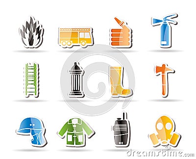 Simple fire-brigade and fireman equipment icon Vector Illustration