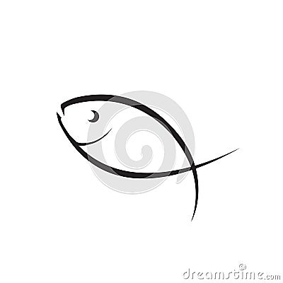 Simple fish line icon vector Vector Illustration