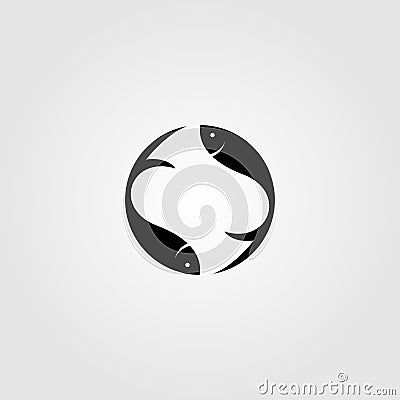 Simple fish yin yang logo design vector illustration Vector Illustration