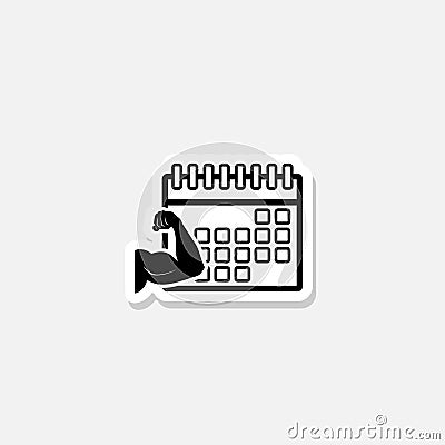 Simple Fitness calendar sticker icon Vector Illustration