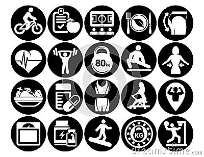 Simple fitness icons set. basic elements. Universal icons to use for web and mobile UI Vector Illustration