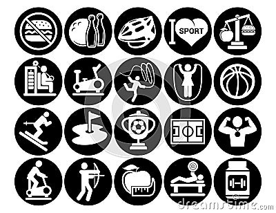 Simple fitness icons set. basic elements. Universal icons to use for web and mobile UI Vector Illustration