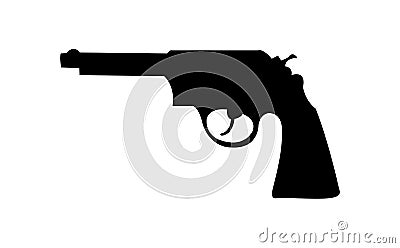 A simple black revolver silhouette Vector Illustration