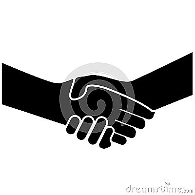 Simple flat black and white handshake icon or symbol Vector Illustration