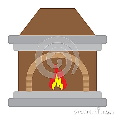 Flat color fireplace icon Vector Illustration