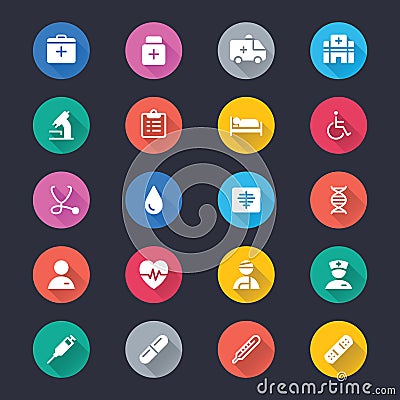 Healthcare simple color icons Vector Illustration