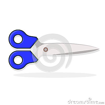 Simple and flat design of blue scissor isolated on white vector design Vector Illustration