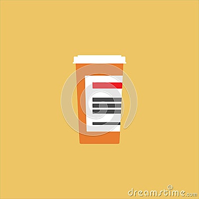 Simple flat drug bottle illustration Vector Illustration