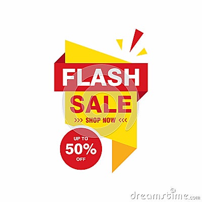 Simple Flat Flash Sale Banner with Red and Yellow Color Design Vector Illustration