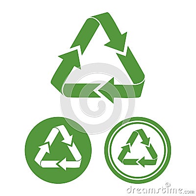 Simple flat green vector garbage recycling icon Vector Illustration