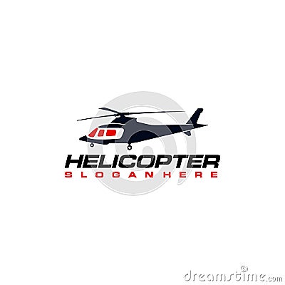 Simple Flat Helicopter Logo Design Vector Stock Image Cartoon Illustration