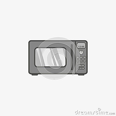 A simple flat icon for classic microwave oven for heating food Vector Illustration