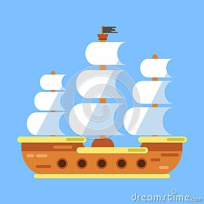 simple flat icon pirate ship Vector Illustration