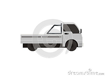 Empty white pick up car. Simple flat illustration. Vector Illustration