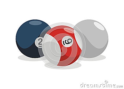 Three billiard balls. Simple flat illustration. Vector Illustration