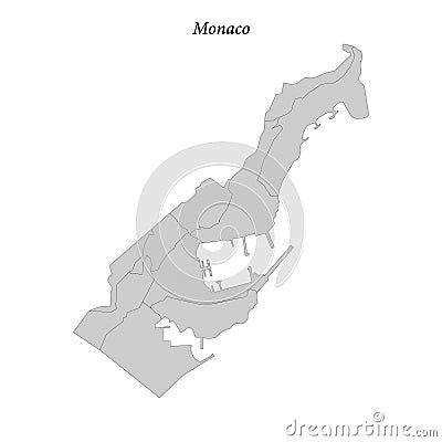 Simple flat Map of Monaco with borders Vector Illustration