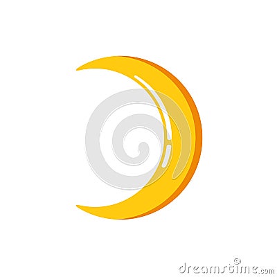 Simple flat minimalist crescent moon icon Vector Illustration