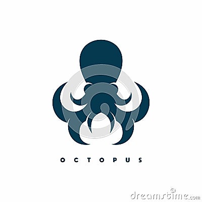 Simple flat octopus vector logo template Vector Illustration