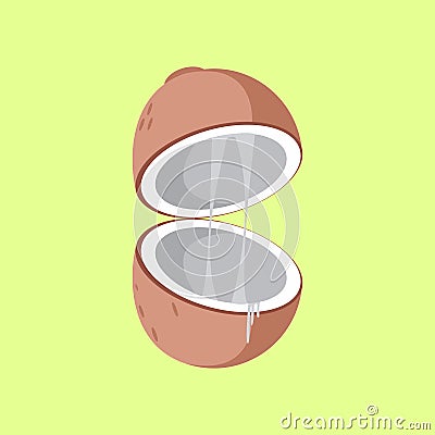 Simple Flat Open Coconut Vector Illustration Vector Illustration