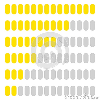 Simple, flat progress, level indicator, loading bar set at diffe Vector Illustration