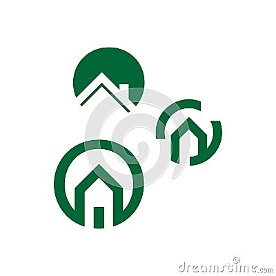 simple flat styles circle house icon logo Vector illustration design Vector Illustration
