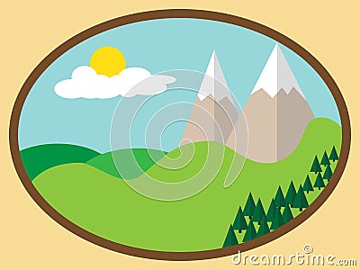 Simple flat summer mountains landscape Vector Illustration