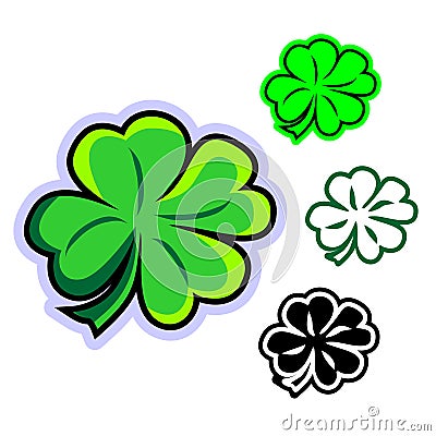 Simple flat vector clipart of four-leafed clover Vector Illustration