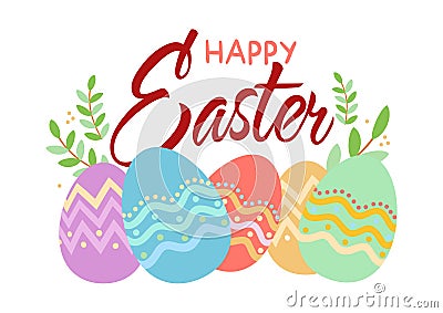 Decorative Design For Happy Easter Vector Illustration