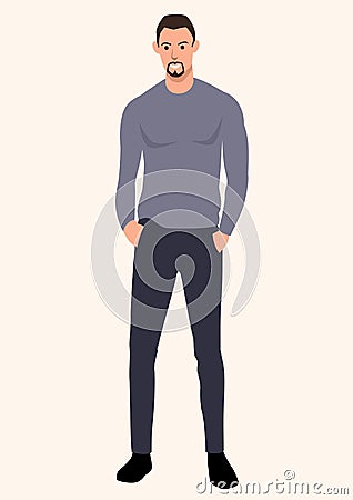 Skinny tall guy wearing sweater Vector Illustration