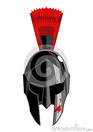 Spartan helmet with blood stain Vector Illustration