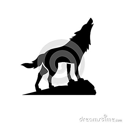 Simple flat Wolf silhouette Design Vector Illustration