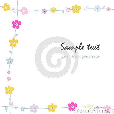 Simple flowers decorative frame greeting card Vector Illustration