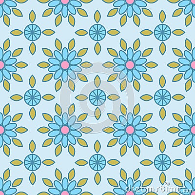 Simple flowers seamless pattern. Summer vector background Stock Photo